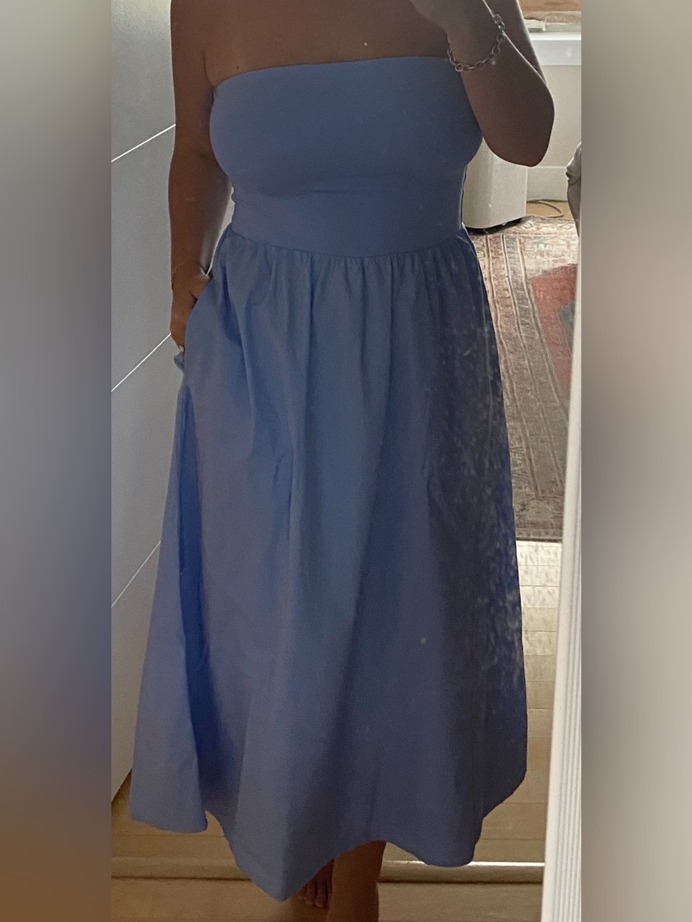 Aritzia Strapless Light Blue Dress - Picture 2 of 2